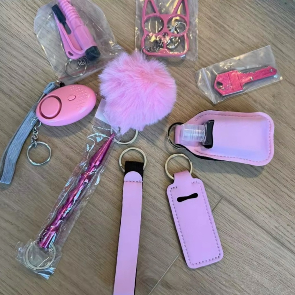 Pink Key & Card Holder Set